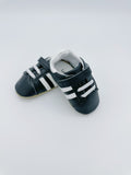 Sporty Black Baby Leather Flat Shoes