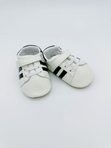 Sporty White Baby Leather Flat Shoes