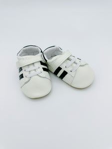 Sporty White Baby Leather Flat Shoes