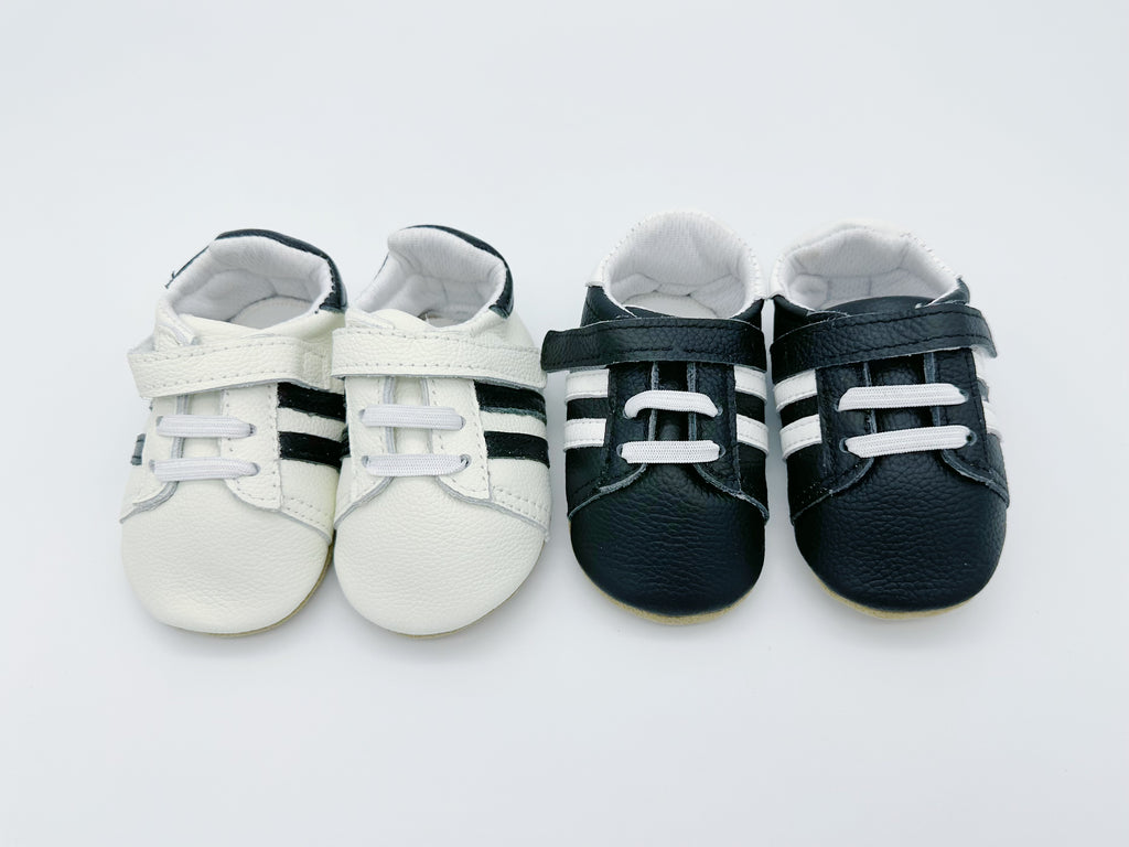 Sporty Black Baby Leather Flat Shoes