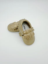 Fringe Gold Baby Leather Flat Shoes