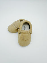 Fringe Beige Baby Leather Flat Shoes