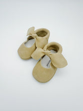 Bow Beige Baby Leather Flat Shoes