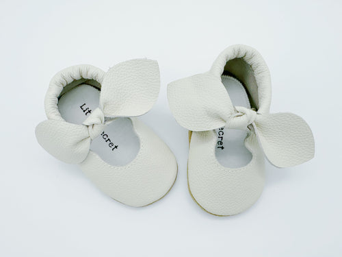 Bow White Baby Leather Flat Shoes