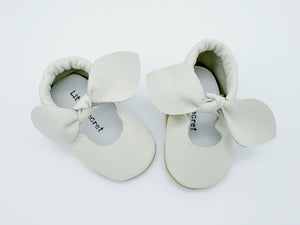 Bow White Baby Leather Flat Shoes