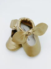 Bow Gold Baby Leather Flat Shoes