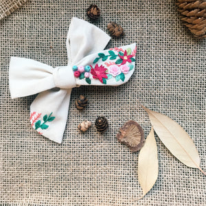 Embroidery Art Hair Bow - Wild Floral